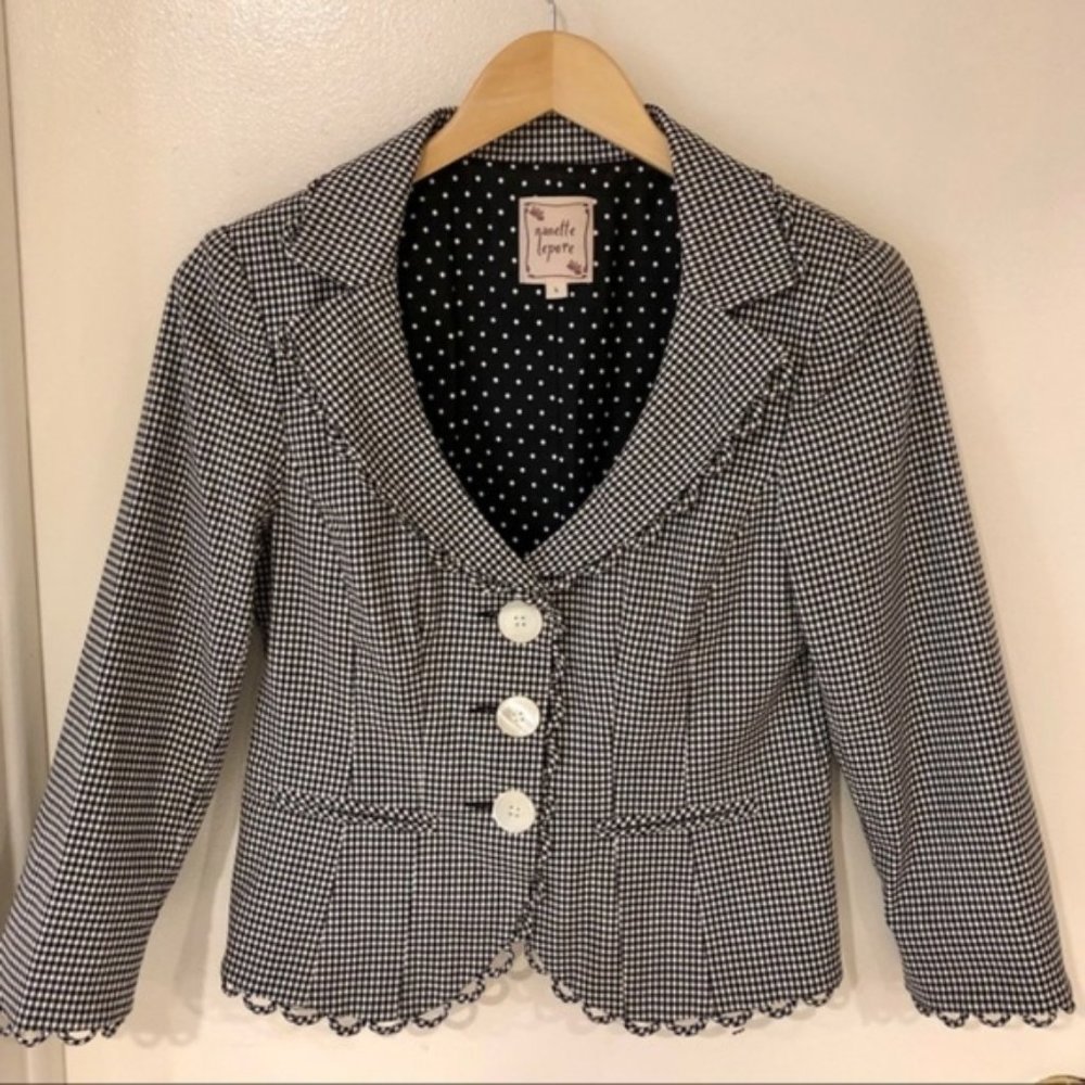 Nanette Lepore Gingham Cropped Blazer Jacket